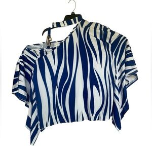 Blue and White Asymmetrical Crop Blouse.            




Order #44